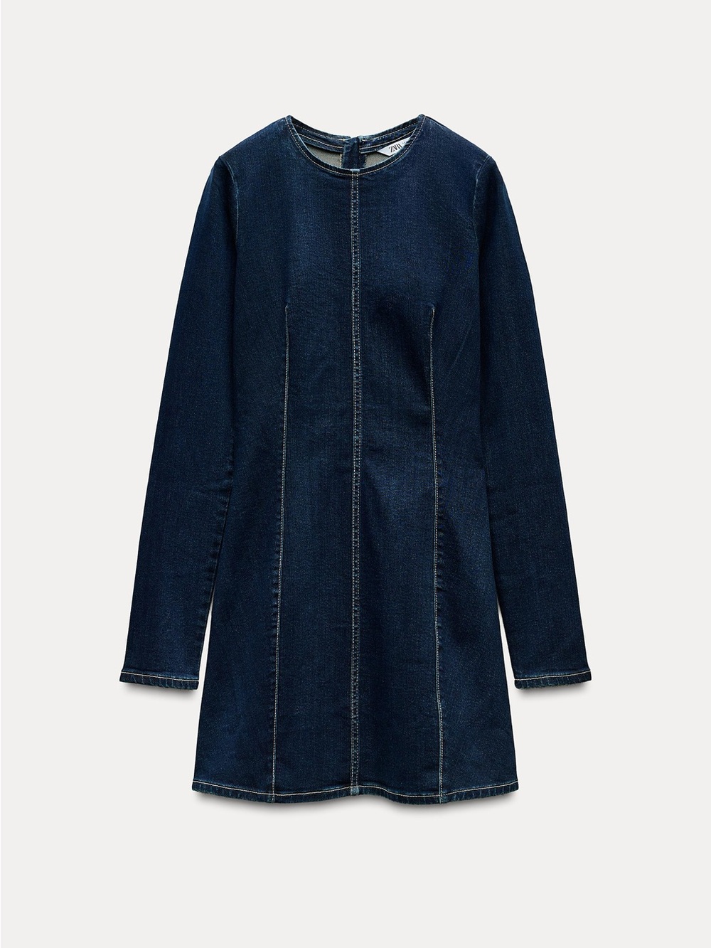 Zara Dark Blue Long Sleeve Denim Mini Dress